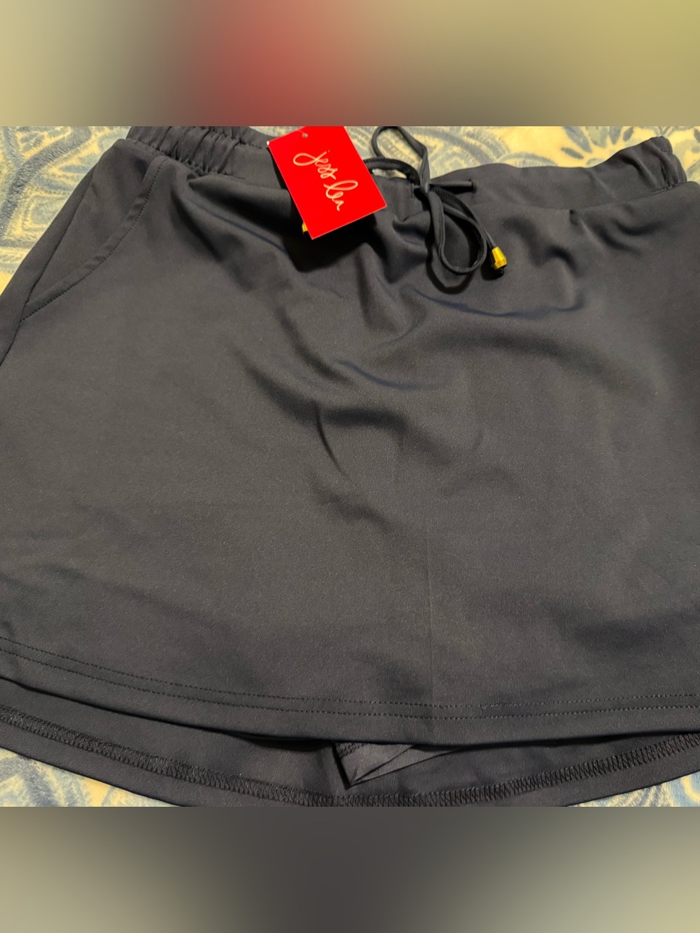 Jess Lea Solid Navy Athletic Skort with Drawstring and Gold-Tip Aglets XL NWT